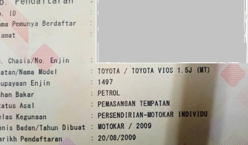 Toyota VIOS 1.5 J (M) SUNROOF GAB ADJUSTABLE -TY full