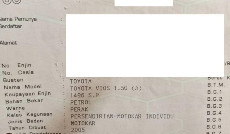 Toyota VIOS 1.5 G (A) REAR DISC BRAKE -TY full