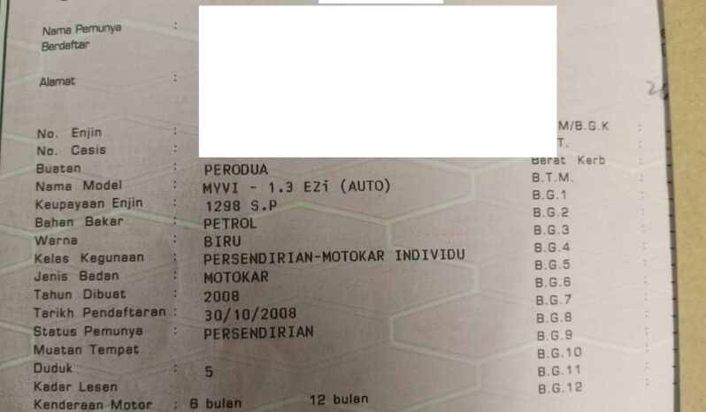 Perodua MYVI 1.3 EZi (A) CASH OTR -TY full