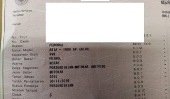 Perodua AXIA 1.0 ADVANCE (A) F/SERVICE RECORD -TY full